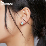 925 Sterling Silver Elephant Opal Stud Earrings for Women Stone Ear Pins Original Design Accessories Fine Jewelry