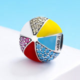 S925 sterling silver oxidized Epoxy zircon color ball charms