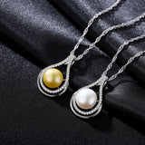 heart shape Crystal cubic zircon freshwater Pearl pendant lucky Jewelry Necklace for women