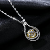 heart shape Crystal cubic zircon freshwater Pearl pendant lucky Jewelry Necklace for women