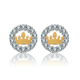 Gold Crown Crystal Zircon Earrings S925 Sterling Silver European and American Earrings Temperament Earrings