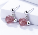 S925 Sterling Silver Earrings Cute And Sweet Strawberry Crystal Earrings Wild Female