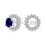 Cubic Zirconia CZ Round Halo Earrings Jackets For Studs 925 Sterling Silver For Women Jacket