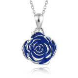 925 Sterling Silver Rose Flower Pendant Necklace Jewelry for Women Girls