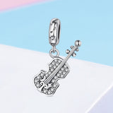 S925 Sterling Silver Oxidized Zirconia Violin dangle charms