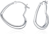 Sterling Silver Sideways Shaped Heart Hooks Earrings Jewelry Gifts for Women Birthday