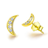 925 Sterling Silver CZ Simulated Diamond Earrings Mini Moon Stud Earrings Cubic Zirconia Hypoallergenic Earrings