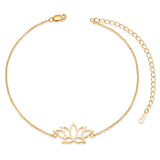 Lotus Flower Pendant Anklets 925 Sterling Silver Gold/Platinum/Rose Gold Plated Chain Charm Jewelry For Women