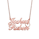 Personalized Double Names Necklace Cut Out Heart - 925 Sterling Silver OEM And Customization