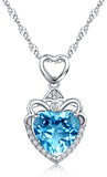 925 Sterling Sliver Heart Shape Cubic Zirconia Pendant Necklace  for Women