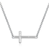 925 Sterling Silver Love God Cross in The Heart Pendant Sideways Cross Necklace Gifts for Women