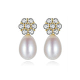 Crystal Zircon Pearl Earrings