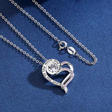 Heart Sterling Silver Necklace for Women CZ Heart Pendant I Love You to The Moon and Back Necklaces