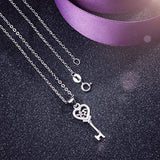 925 Sterling Sliver Heart Key Necklace for Women, Love and Hope Gift for Womens Girls - 18inches