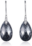 Black Crystal Earrings For Women, Ladies Friends Sterling Silver Hypoallergenic Drop Earring Jewelry