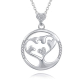 925 Sterling Silver Heart Choker Tree of Life with CZ Pendant Necklace