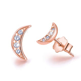 925 Sterling Silver CZ Simulated Diamond Earrings Mini Moon Stud Earrings Cubic Zirconia Hypoallergenic Earrings