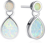 Sterling Silver White Fire Opal Stud Earrings Teardrop  Danity Fine Jewelry for Women