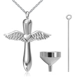 925 Sterling SilverAngel Wings Urn Pendant Memorial Necklace - Ashes Keepsake Cremation Jewelry