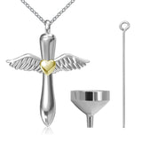 925 Sterling Silver Angel Wings  Pendant Memorial Necklace - Ashes Keepsake Cremation Jewelry