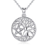 S925 Sterling Silver CZ tree of life-star Necklace for Women