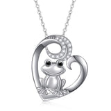 S925 Sterling Silver Frog Heart Necklace For Women Girl