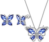 Butterfly Jewelry Women 925 Sterling Silver Butterflies Necklace/Earrings Wedding Gift