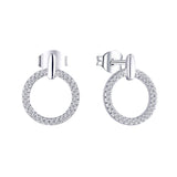 14k White Gold Round Cut CZ Circle Shape Stud Earrings