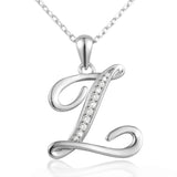 S925 Sterling Silver 26 Initial Letter Pendant Alphabet With CZ Necklace