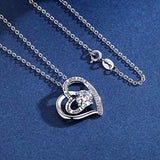 Heart Sterling Silver Necklace for Women CZ Heart Pendant I Love You to The Moon and Back Necklaces