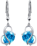 Austria Blue Zircon Jewelry 925 Sterling Silver CZ Butterfly Wing Simple Teardrop Dangle Earrings