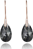 Black Crystal Earrings For Women, Ladies Friends Sterling Silver Hypoallergenic Drop Earring Jewelry