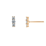 14K Gold Plated Sterling Silver Post Sparkling Elegance Cubic Zirconia Bar Earrings | Gold Earrings For Women