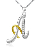 S925 Sterling Silver 26 Initial Letter Pendant Alphabet With CZ Necklace