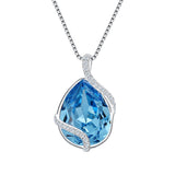 925 Sterling Silver CZ Twist Teardrop Adjustable Pendant Necklace Adorned with Crystals