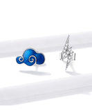 925 Sterling Silver Exquisite Clouds and Lightning Stud Earrings Precious Jewelry For Women