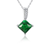 Square Emerald Birthstone Zircon Luxury Pendant Sterling silver Hot Sale