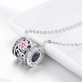 S925 Sterling Silver Oxidized Epoxy Zircon Flower Charms