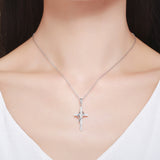 S925 Sterling Silver Love Faith Necklace Oxidized Zircon Pendant Necklace