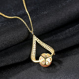 Heart shape  cubic zirconia  freshwater pearl Pendant Necklace  Gold Plated S925 Sterling Silver Necklace Jewelry  for Women