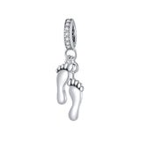 925 Sterling Silver Little Feet Charm For Women Silver Beads Jewelry