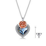 Cremation Jewelry 925 Sterling Silver Heart Flower  Urn Necklace for Ashes, Cremation Keepsake Necklace with Crystal, Women Memorial Jewelry