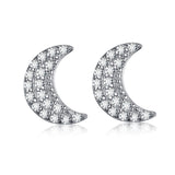 Moon zircon earrings Korean version 925 sterling silver small fresh sterling silver fashion jewelry