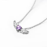 Fairy tale purple crystal angel wings necklace hollow chain necklace