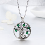 S925 Sterling Silver Snuggle Necklace Oxidized Tree of Life Zircon Pendant Necklace