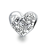 925 Sterling Silver Exquisite Heart shape Butterfly Charm For Bracelet  Fashion Jewelry For Women