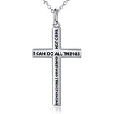 S925 Sterling Silver Classic Cross Inspirational Pendant Necklace