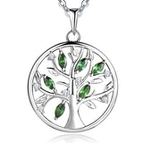 925 Sterling Silver Cubic Zirconia Tree Of Life Family Pendant Necklace