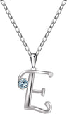 S925 Sterling Silver Alphabet with blue cubic zirconia Necklace Initial Jewelry For Women