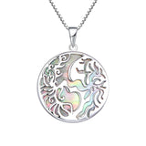 925 Sterling Silver Yin Yang Necklace Abalone Tree of Life Necklaces Pendant